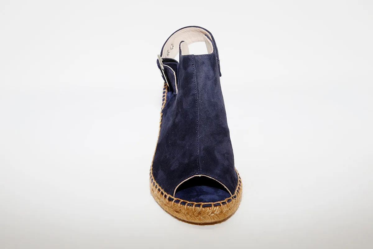 MARIAN - Navy Suede Open Toe Wedge Sandal