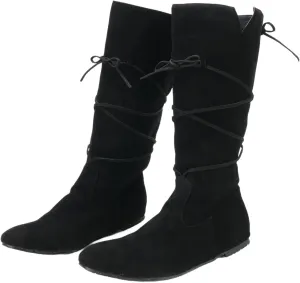 Men Renaissance Medieval Leather Faux Lace-up Boots Cosplay Vintage Stage Pirate Viking Shoes Boots