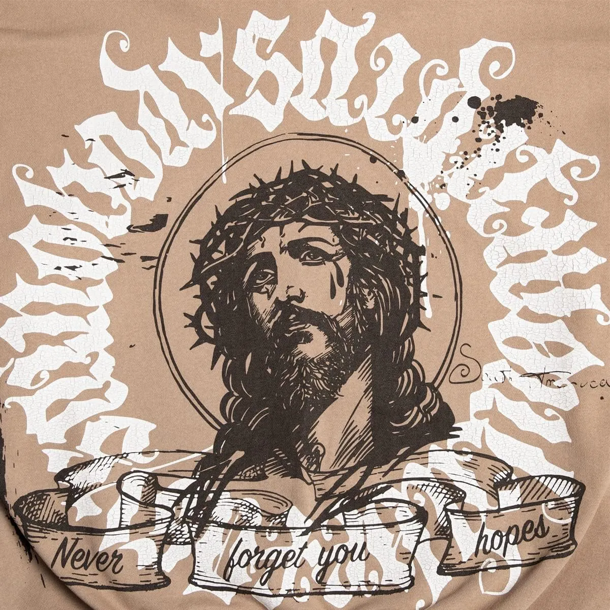 Men's Jesus Disciple Print - Sundays Off Edition Hoodies Casual Oversized Vintage Sweatshirts Khaki