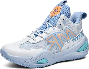 Men's Lace Up Basketball Shoes with Arch Support Fashion High-Top Breathable Sports Sneakers Running Walking Shoes