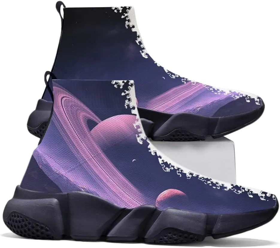 Men's Lightweight Running Shoes Casual Tennis Sports Breathable Knit Walking Non-Slip On Socks Women Sneakers Starry Sky Painted Graffiti