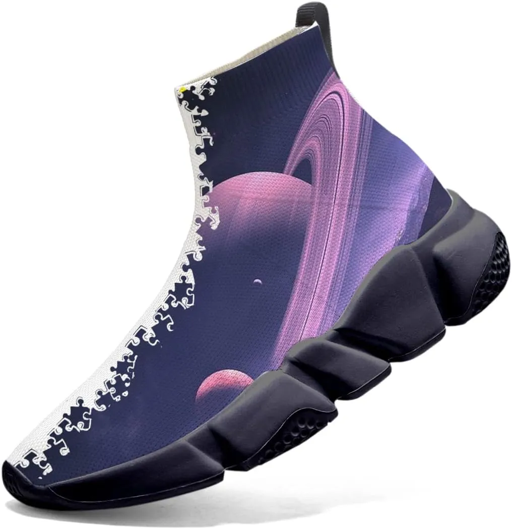 Men's Lightweight Running Shoes Casual Tennis Sports Breathable Knit Walking Non-Slip On Socks Women Sneakers Starry Sky Painted Graffiti