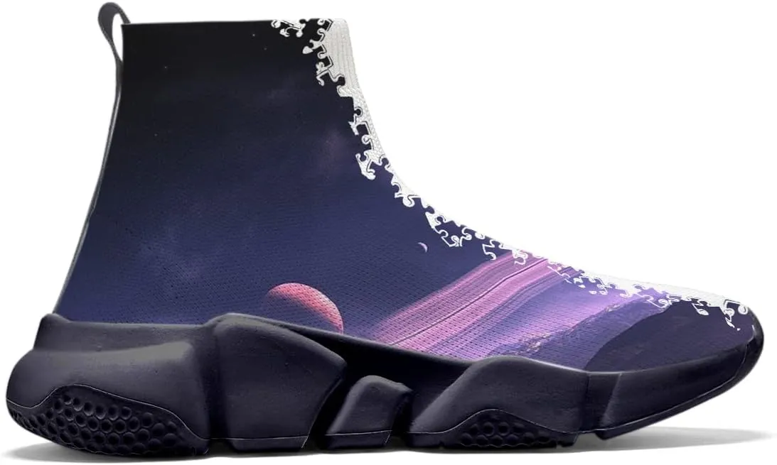 Men's Lightweight Running Shoes Casual Tennis Sports Breathable Knit Walking Non-Slip On Socks Women Sneakers Starry Sky Painted Graffiti