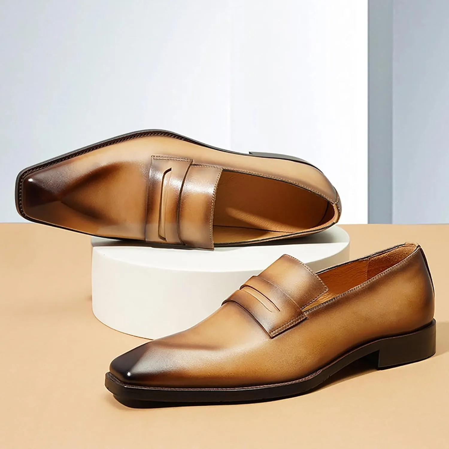 Men's Premium Business Casual Leather Shoe for Office, Wedding & Formal Events Breathable Oxfords with Arch Support