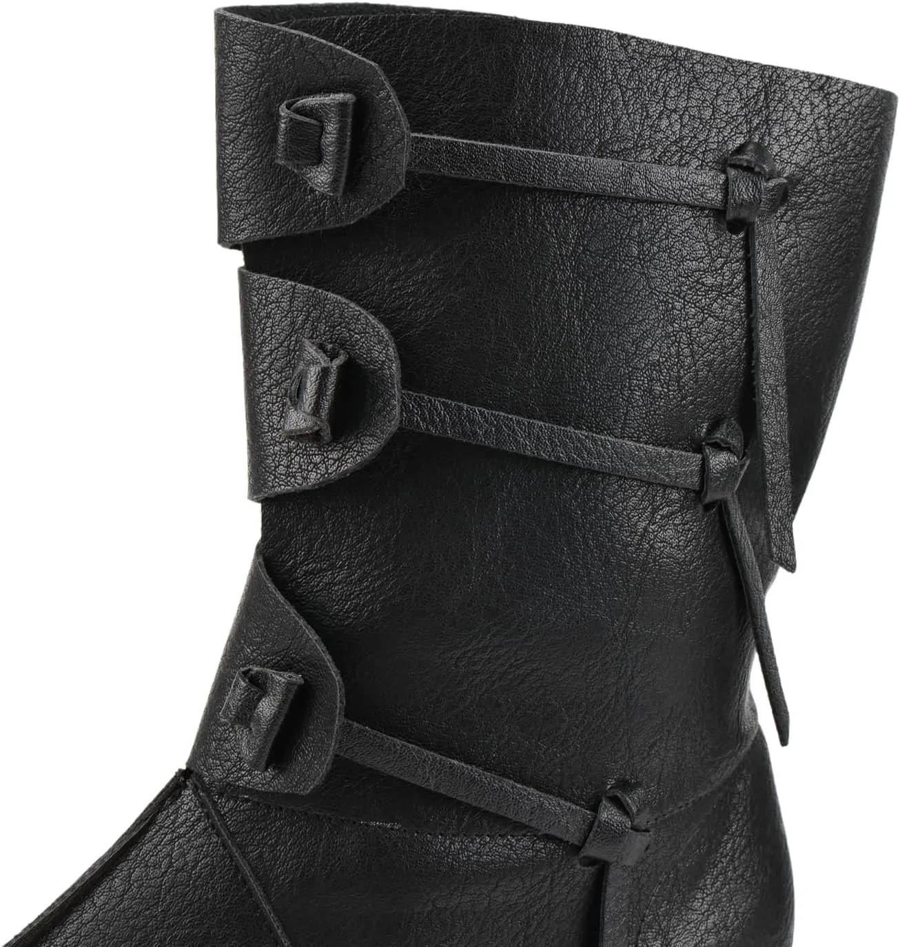 Mens Renaissance Medieval Cosplay Boots Lace Up Vintage Stage Pirate Viking Tied Shoes for Halloween Party