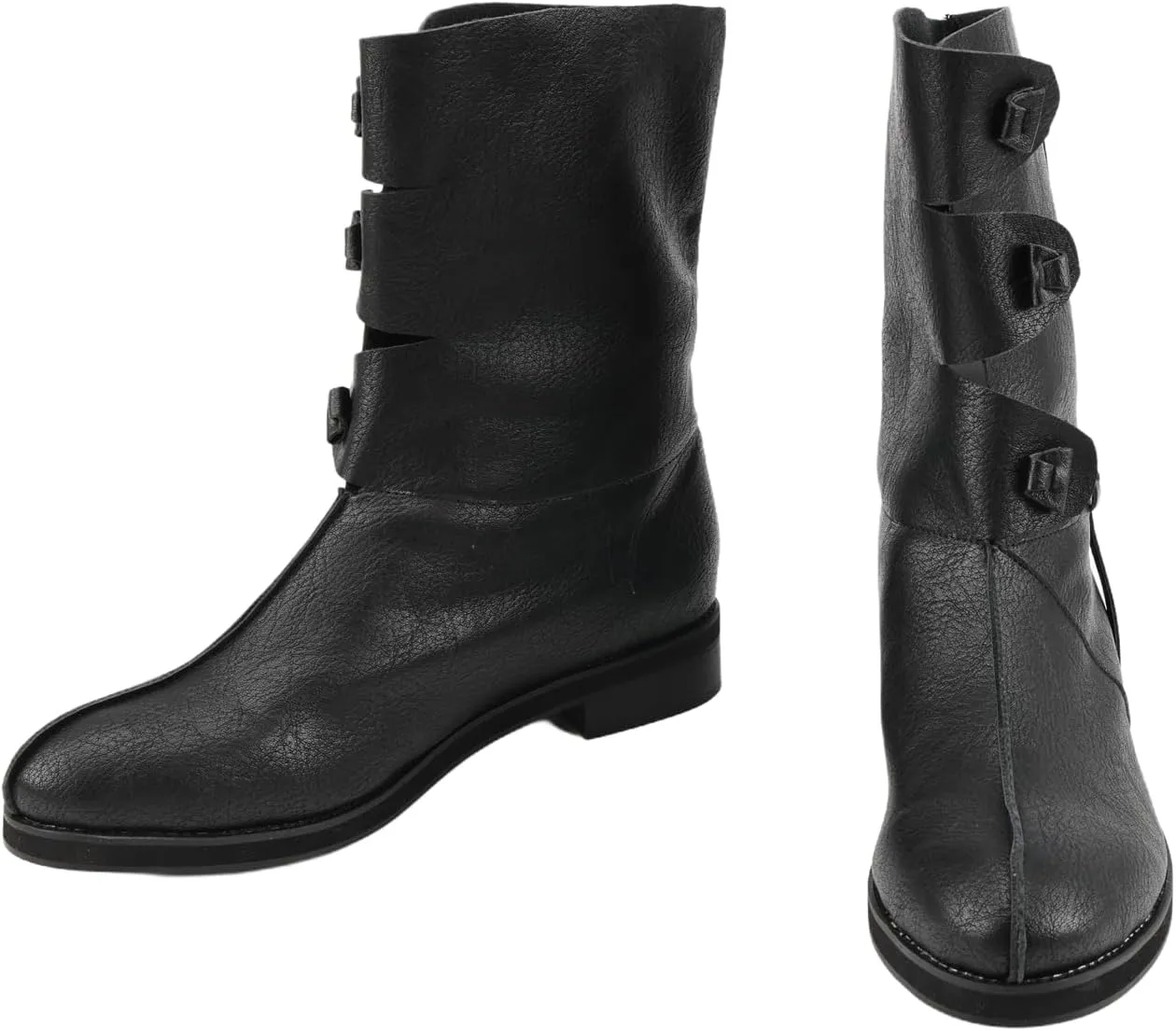 Mens Renaissance Medieval Cosplay Boots Lace Up Vintage Stage Pirate Viking Tied Shoes for Halloween Party