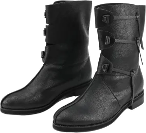 Mens Renaissance Medieval Cosplay Boots Lace Up Vintage Stage Pirate Viking Tied Shoes for Halloween Party