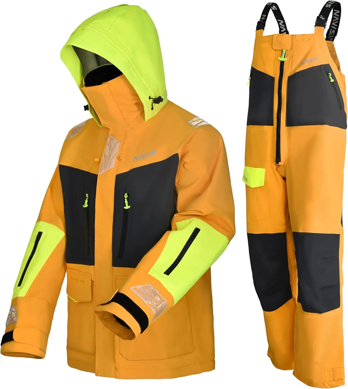 Men's Sailing Jacket & Bib Pants - Ocean PRO 3-Layer Shell, Waterproof, Breathable, Durable Combo Set
