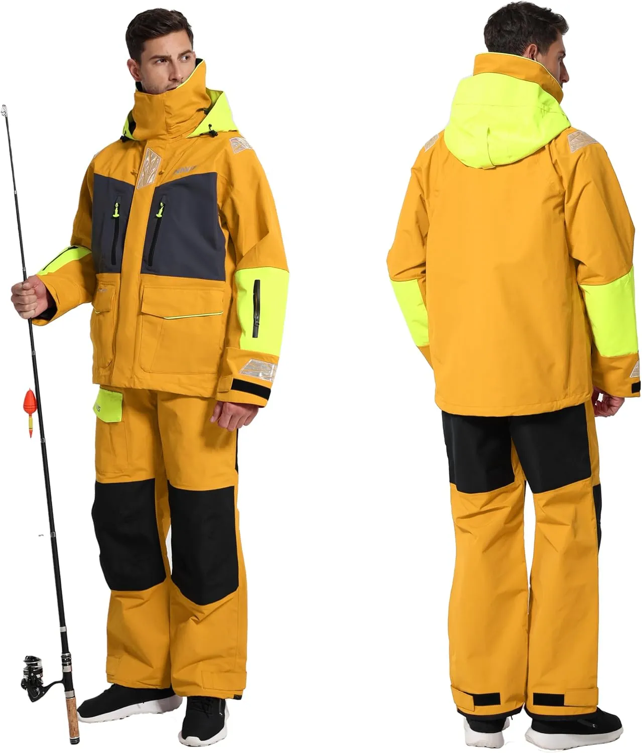 Men's Sailing Jacket & Bib Pants - Ocean PRO 3-Layer Shell, Waterproof, Breathable, Durable Combo Set