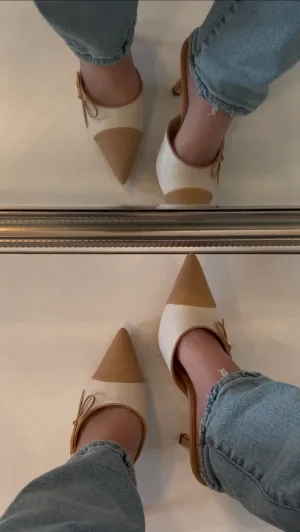 Mindy Mule Heel - Nude/White