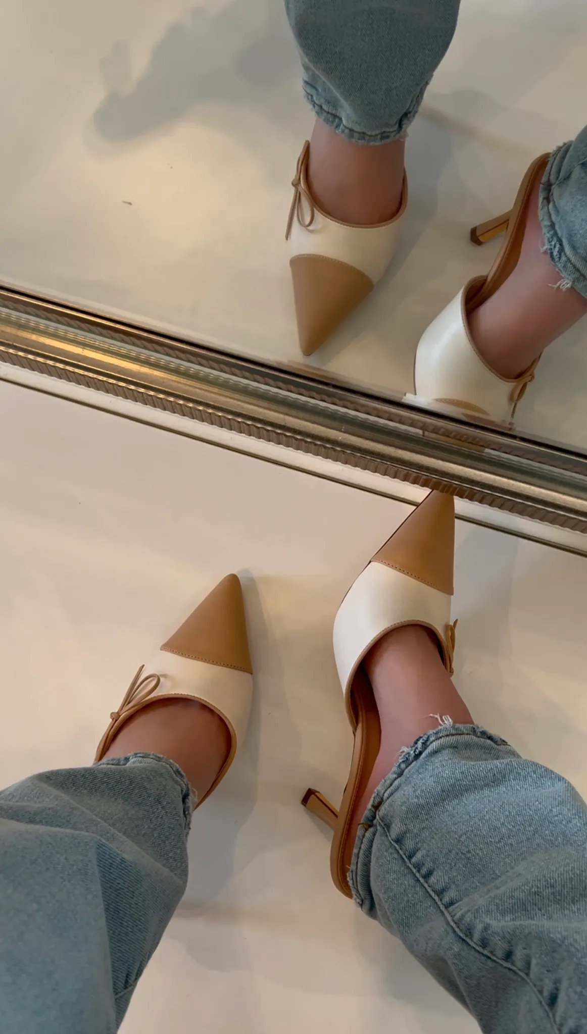 Mindy Mule Heel - Nude/White