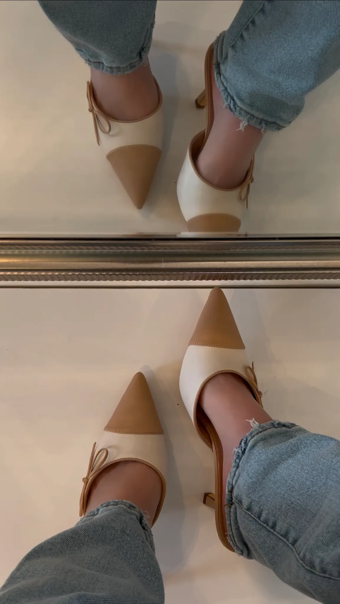 Mindy Mule Heel - Nude/White