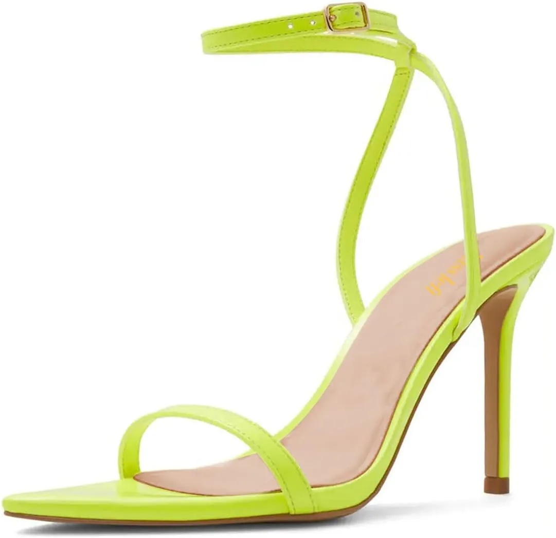 miss left Womens Open Pointed Toe Super High Heel Sandals Narrow Strap Buckle Stiletto Heels Pumps Chic Cocktail Club Dress Shoes Size 4-16 US