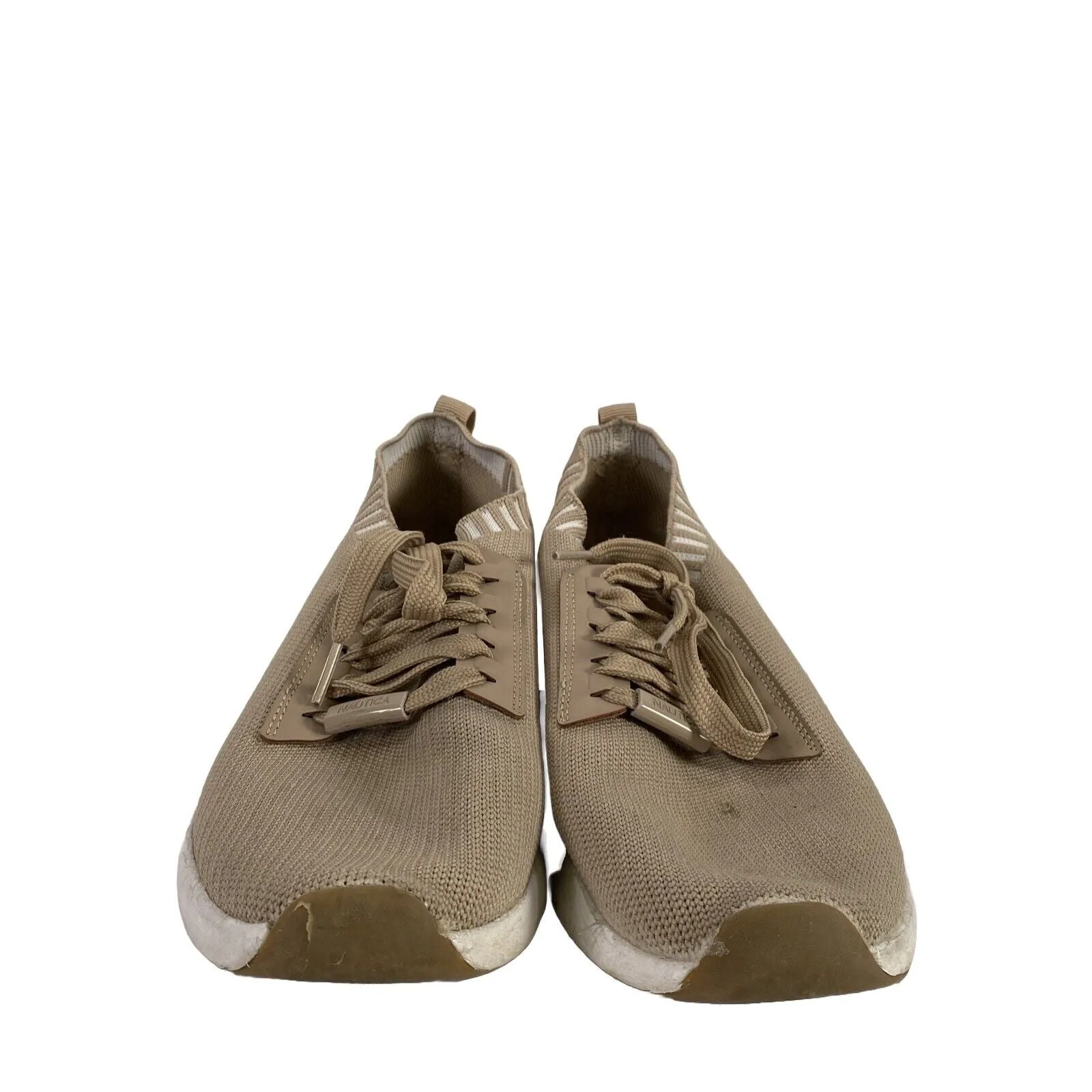 Nautica Women's Beige Stretch Lace Up Casual Sneakers - 9
