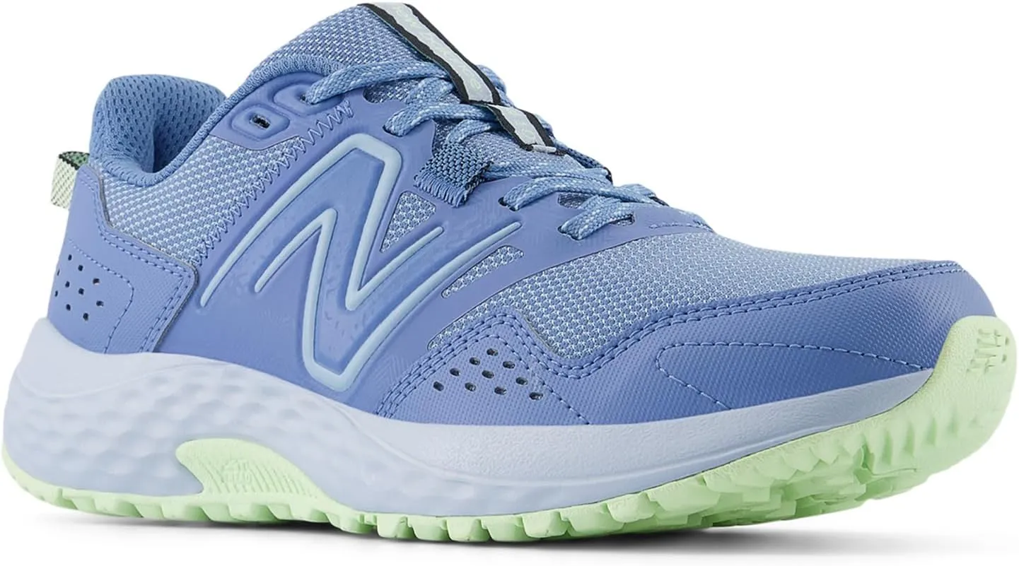 New Balance Women's 410 V8 Trail Running Shoe, Blue Laguna/Light Chrome Blue/Melon Water, 11