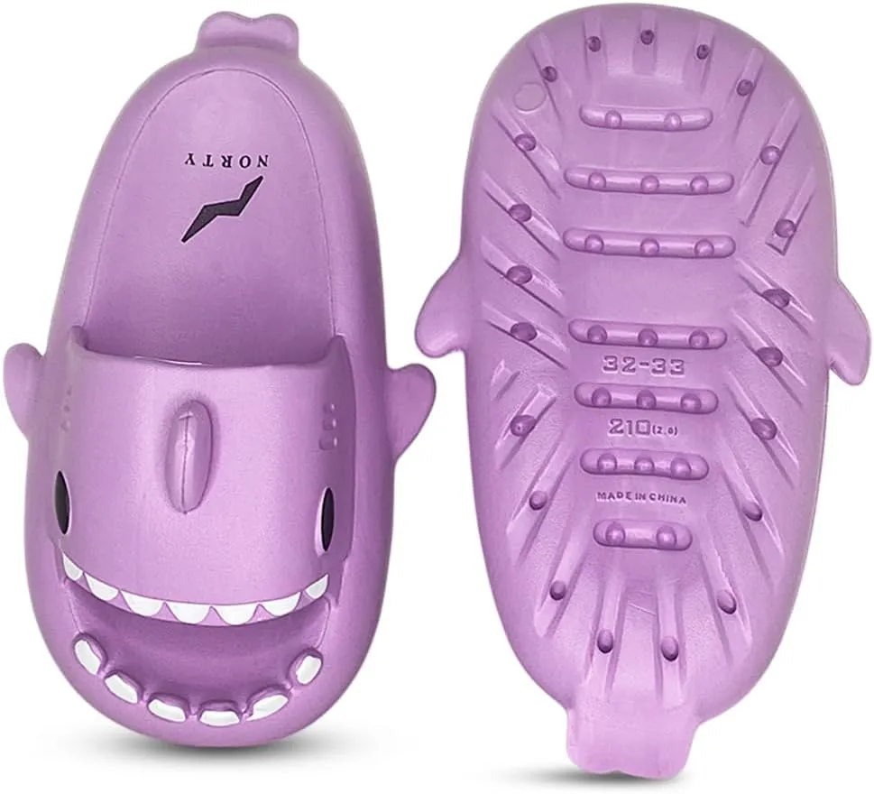 NORTY Boys Girls Unisex Toddler to Big Kid Lightweight Novelty Shark Slide Slipper