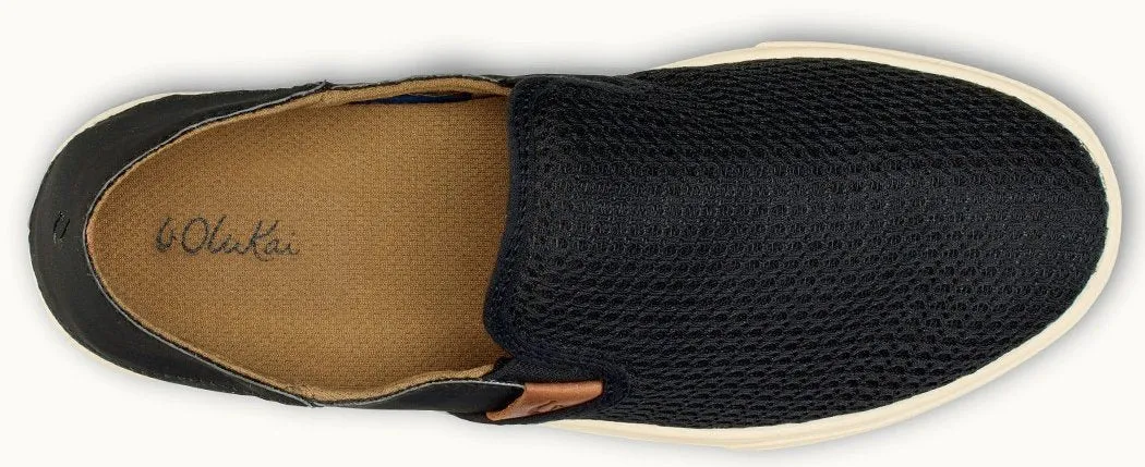 Olukai Pehuea Black Mesh Slip-On Comfort Womens Shoes 20271-4040