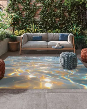 Outdoor Rug 4x6 ft Rainbow Lake Outdoor Large Area Rug Non Slip Rubber Modern Art Washable Front Door Mat RV Rug Camping Carpet Patio Outdoor Rugs for Backyard Balcony Deck Porch Indoor
