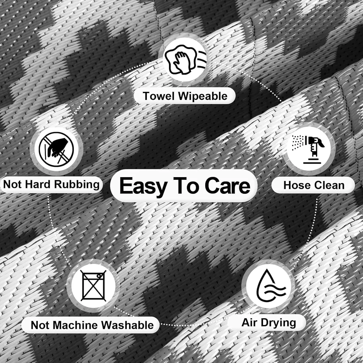 OutdoorLines Outdoor Reversible Rugs for Patio 4x6 ft - Plastic Area Rug, Stain & UV Resistant Portable RV Carpet, Plastic Straw Mats for Porch, Pool Deck and Camping Diamond/Gray & White
