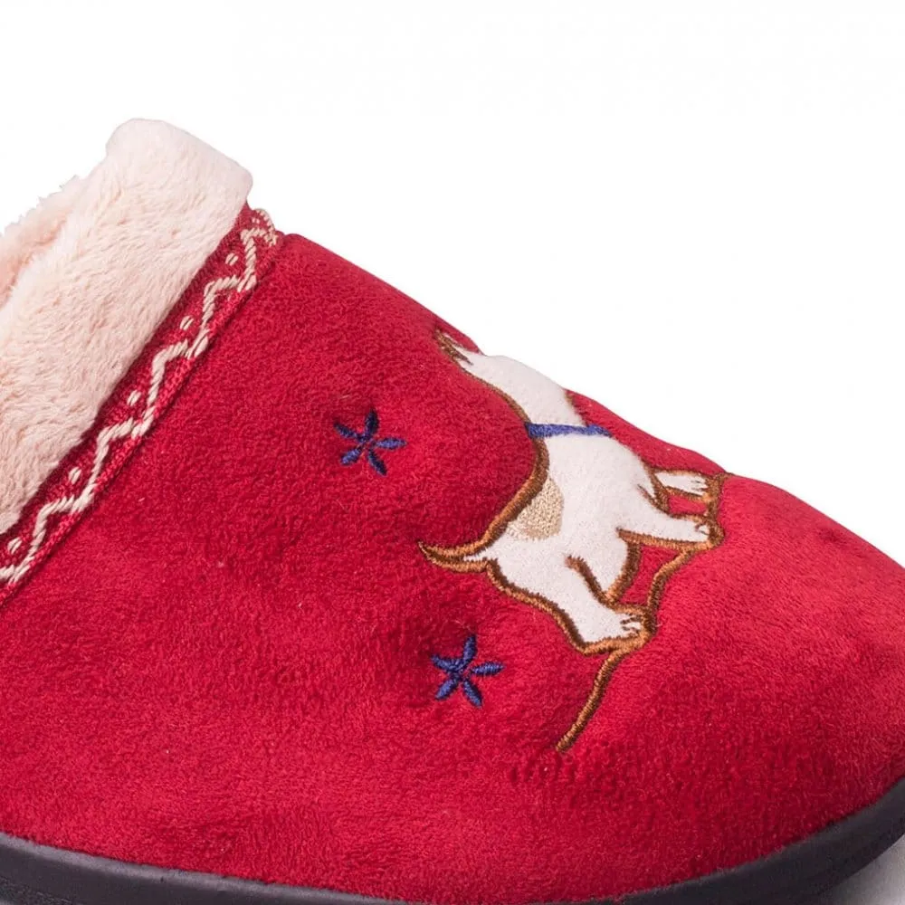 Padders SCOTTY Womens (EE Fit) Mule Slippers Red