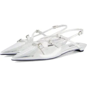 Peony Silver Strappy Flat Shoes
