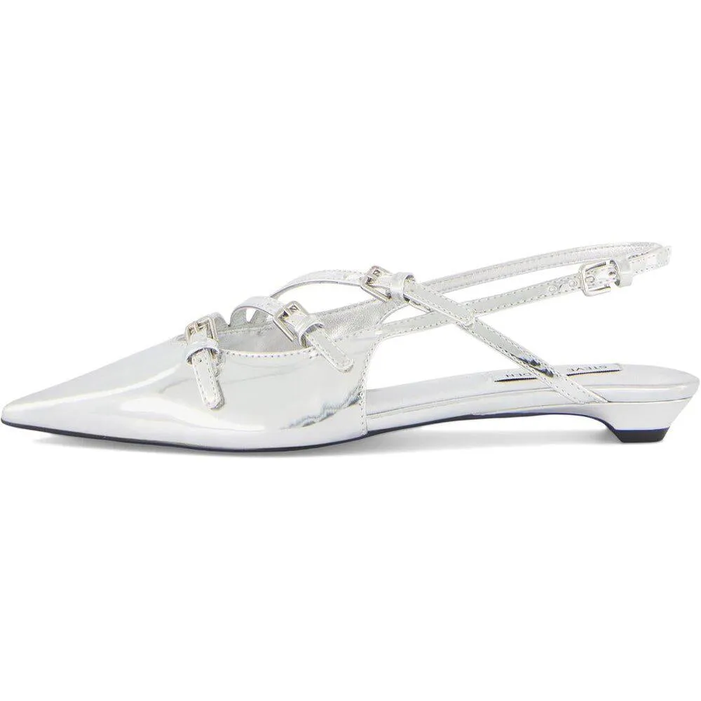 Peony Silver Strappy Flat Shoes