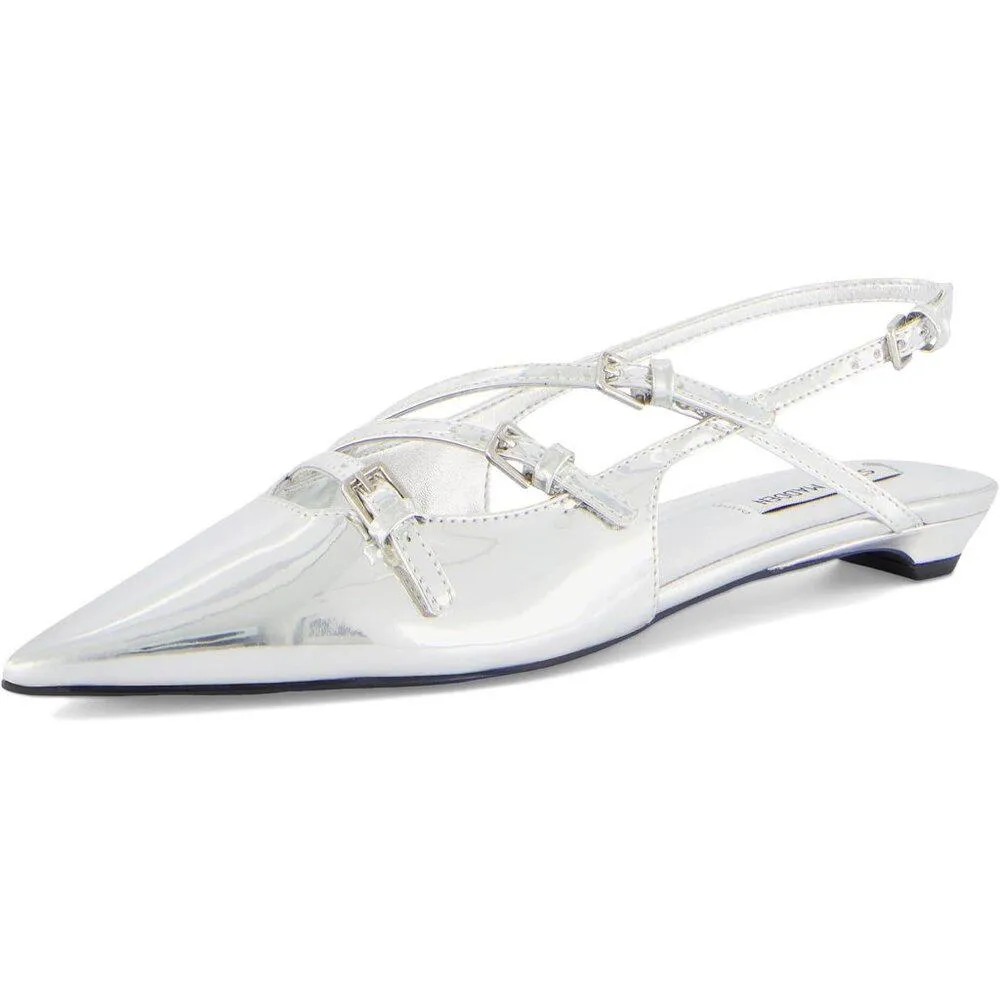 Peony Silver Strappy Flat Shoes