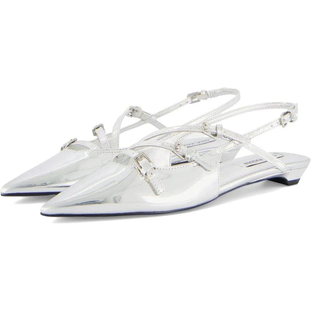 Peony Silver Strappy Flat Shoes