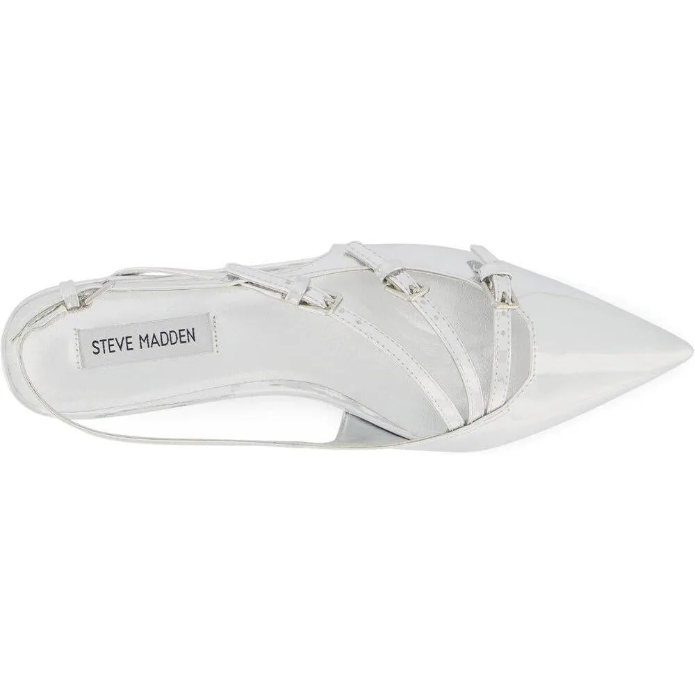 Peony Silver Strappy Flat Shoes