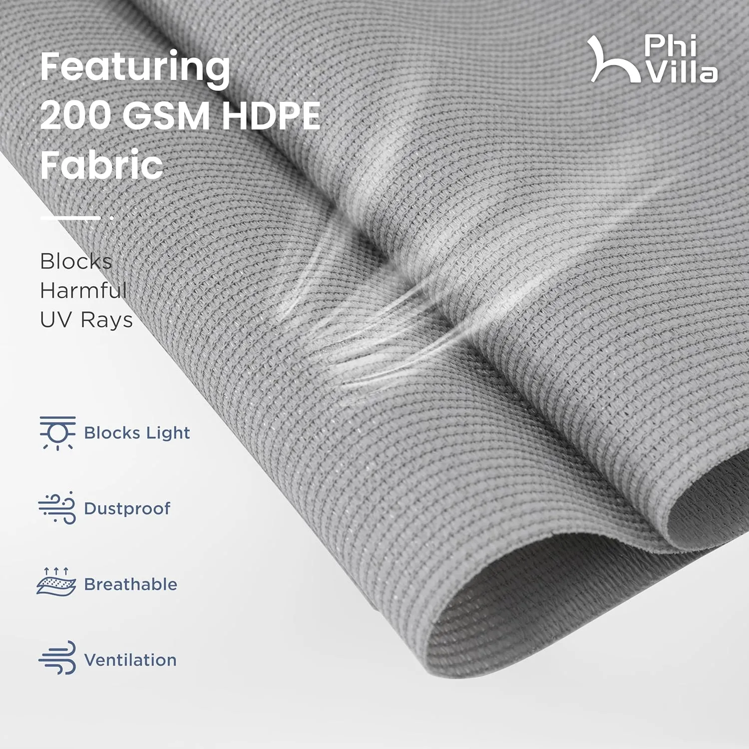 PHI VILLA Outdoor Roller Sun Shade, Patio Cordless Blinds Roll Up Shade, 7W*6H ft,Grey