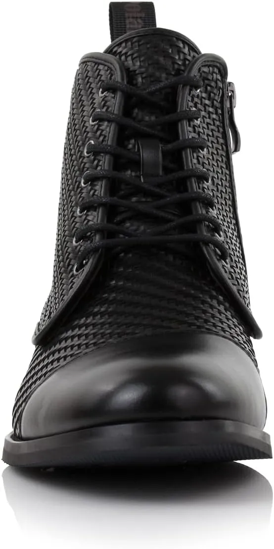 Polar Fox Brooke MPX806061 Grey Woolen and Leather Lace-up Fashion Chukka Boots with Zipper Closure