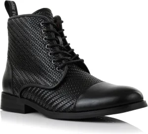 Polar Fox Brooke MPX806061 Grey Woolen and Leather Lace-up Fashion Chukka Boots with Zipper Closure