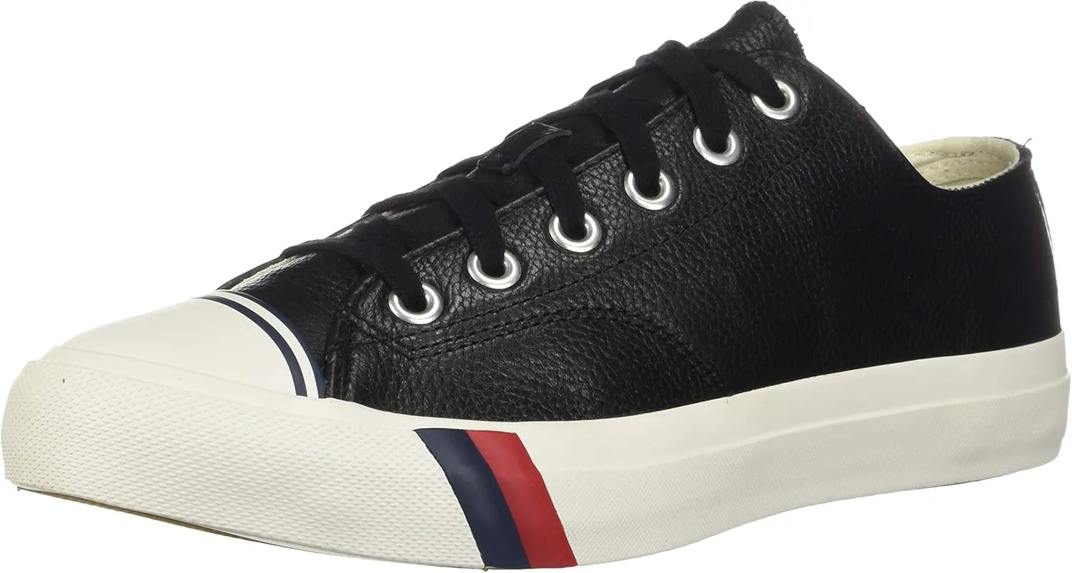 PRO-Keds Men's Royal Lo Lace Up Fashion Sneaker, Black Leather, 8.5