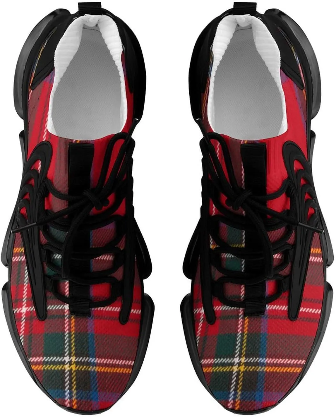 Red Tartan Design Lightweight Women's Sneakers Running Tennis Shoes Walking Sportswear Gym Travel for Men