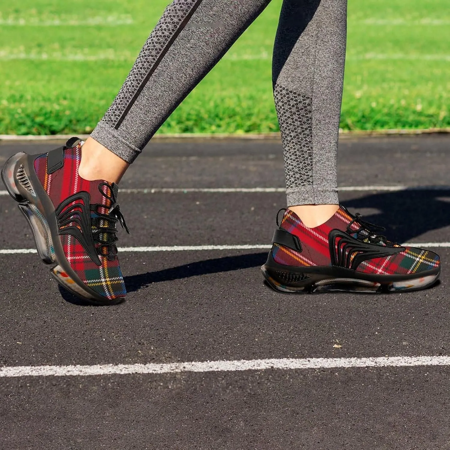 Red Tartan Design Lightweight Women's Sneakers Running Tennis Shoes Walking Sportswear Gym Travel for Men