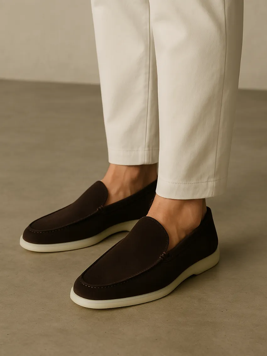 Refined Suede Loafers – Dark Brown