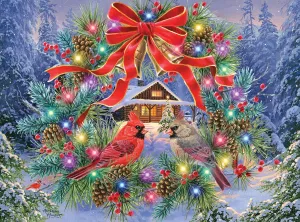RoseArt - Abraham Hunter Light Up - Deck The Halls - 500 Piece Jigsaw Puzzle for Adults