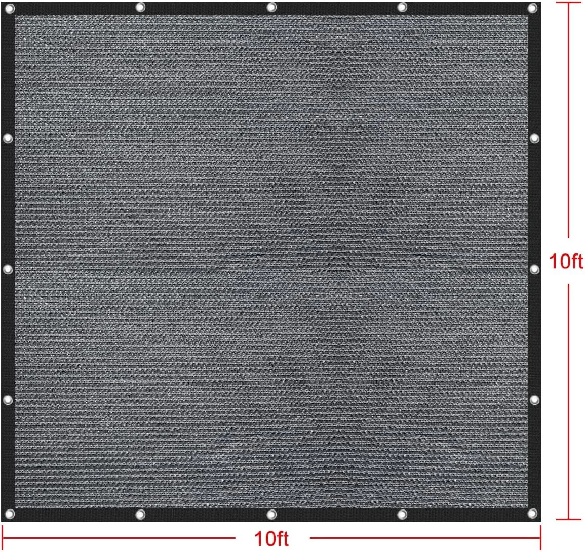 Shatex 90% Sun Shades for Patios 10x 10 ft Shade Fabric Sun Shade Cloth Taped Edge with Grommets Sun-Block Mesh Shade for Pergola Cover Canopy Grey, 12 Bungee Balls
