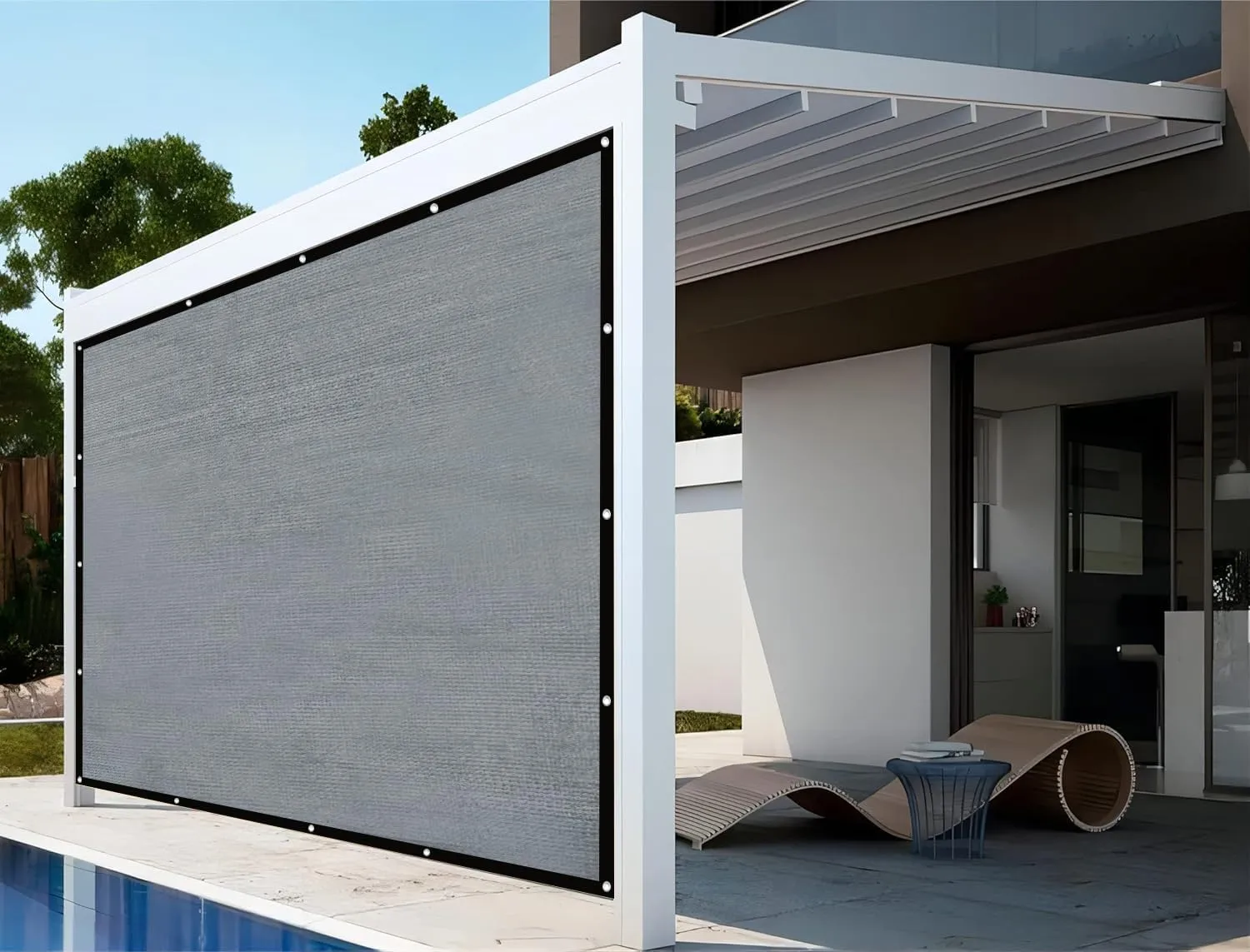 Shatex 90% Sun Shades for Patios 10x 10 ft Shade Fabric Sun Shade Cloth Taped Edge with Grommets Sun-Block Mesh Shade for Pergola Cover Canopy Grey, 12 Bungee Balls