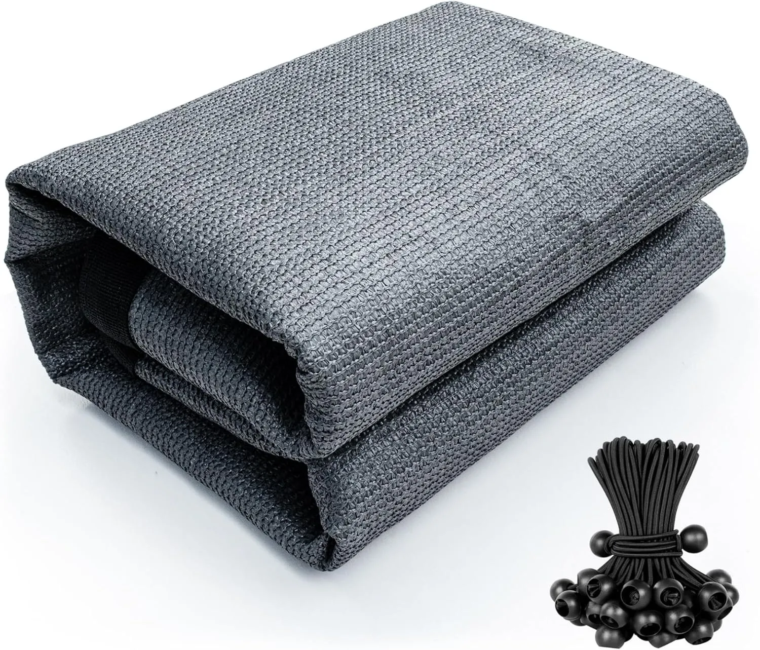 Shatex 90% Sun Shades for Patios 10x 10 ft Shade Fabric Sun Shade Cloth Taped Edge with Grommets Sun-Block Mesh Shade for Pergola Cover Canopy Grey, 12 Bungee Balls