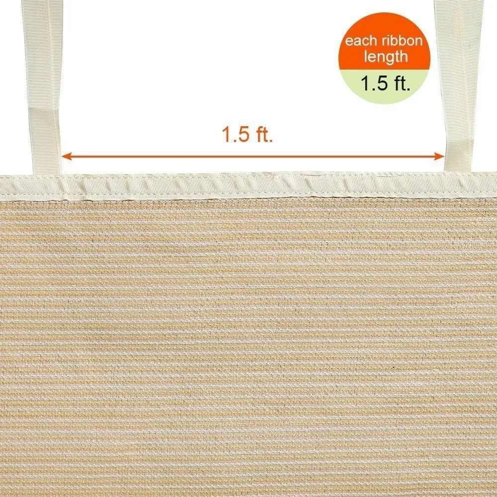 Shatex Shade Panel 12' x 12' Block 90% with Ready-tie up Ribbon for Pergola Gazebo Porch, Wheat