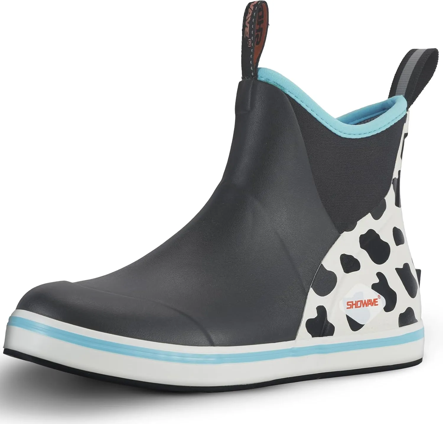 Showave Women's Deck Boots Waterproof Ankle Rain Footwear Non-Slip Rubber Boots for Boating Fishing Gardening Farming