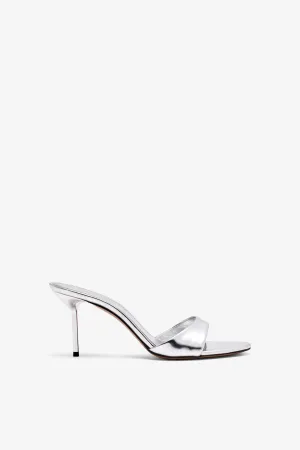 Silver mirrored leather mule