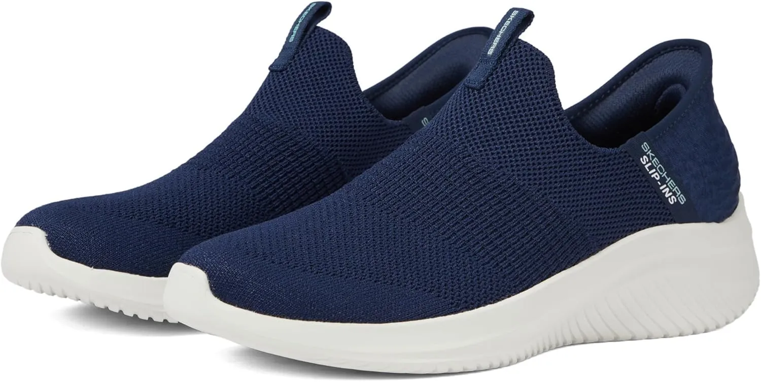 Skechers Sport Women's Women's Hands Free Slip Ins Ultra Flex 3.0 Smooth Step Sneaker, Navy, 10 Wide