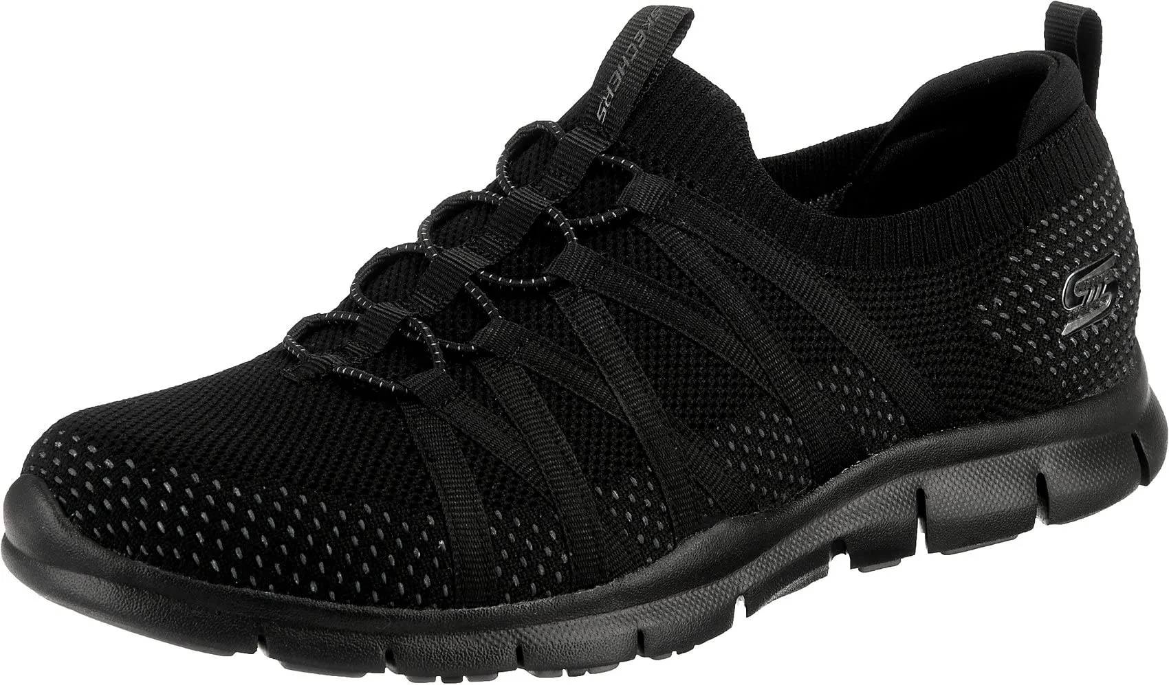 Skechers Women's Gratis-Chic Newness Sneaker 8.5 Black Mesh Stretch Fit