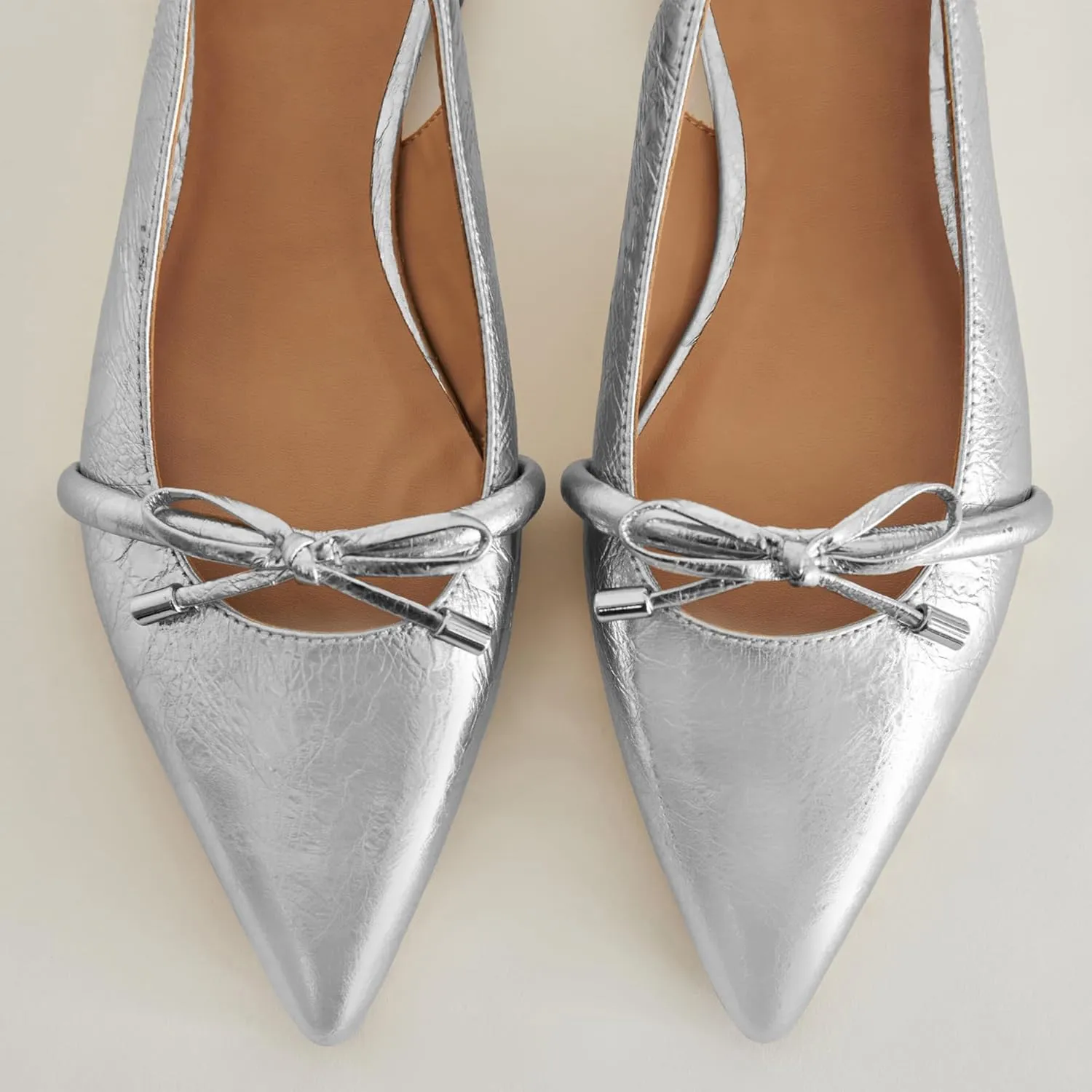 Slingback Flats for Women Bow Tie Closed Pointed Toe Low Heel Pumps Comfortable Work Dress Ballet Flats Mule Shoes