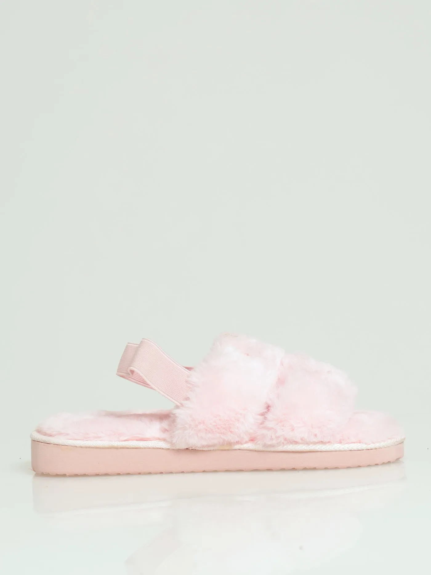 Slingback Plush Double Band Mule Slipper - Pink