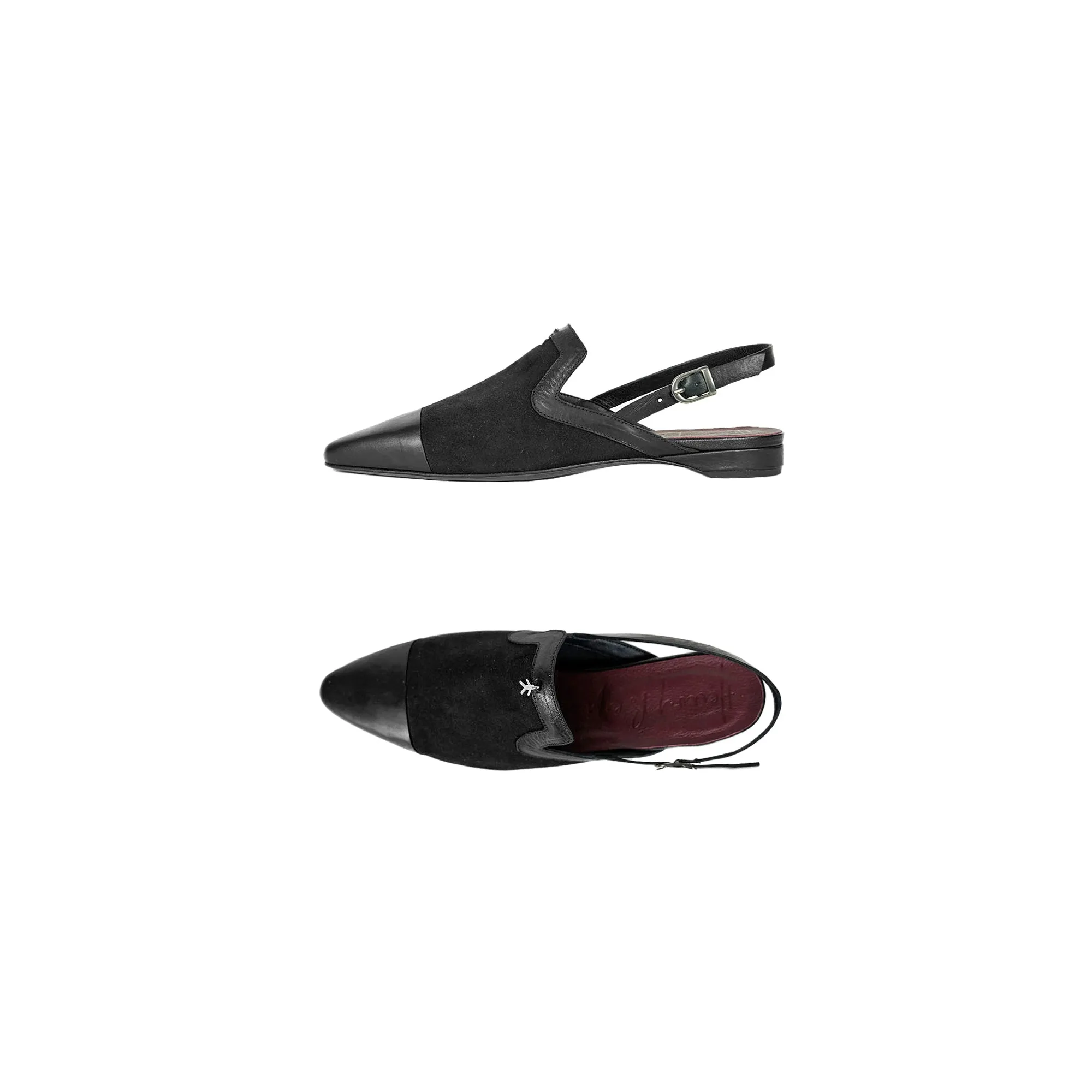 Slingback Shoes Suede Black