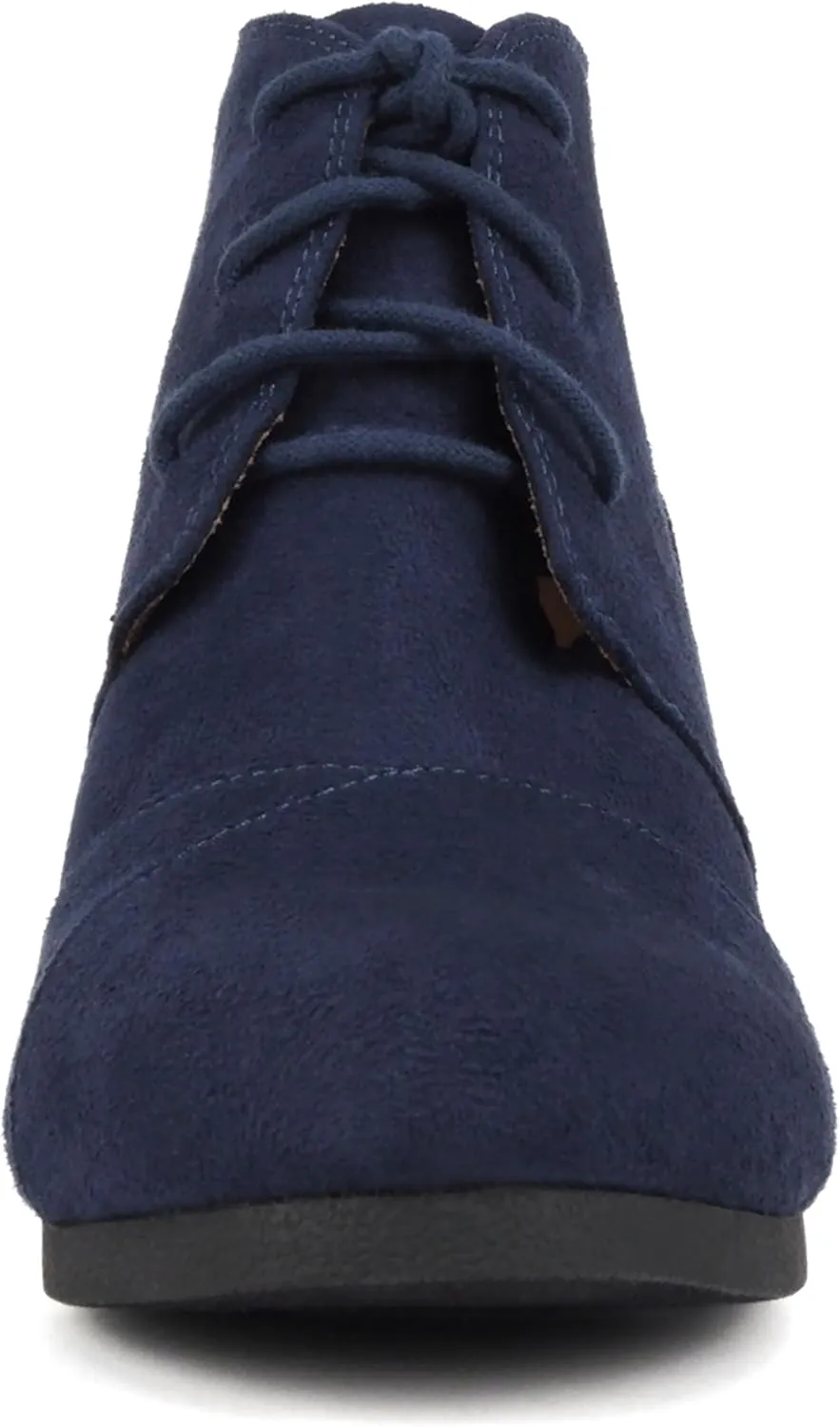 Soda “REX” ~ Women Lace Up Rounded Toe Low Wedge Ankle Bootie
