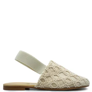 Spain Co Beige Crochet Slingback